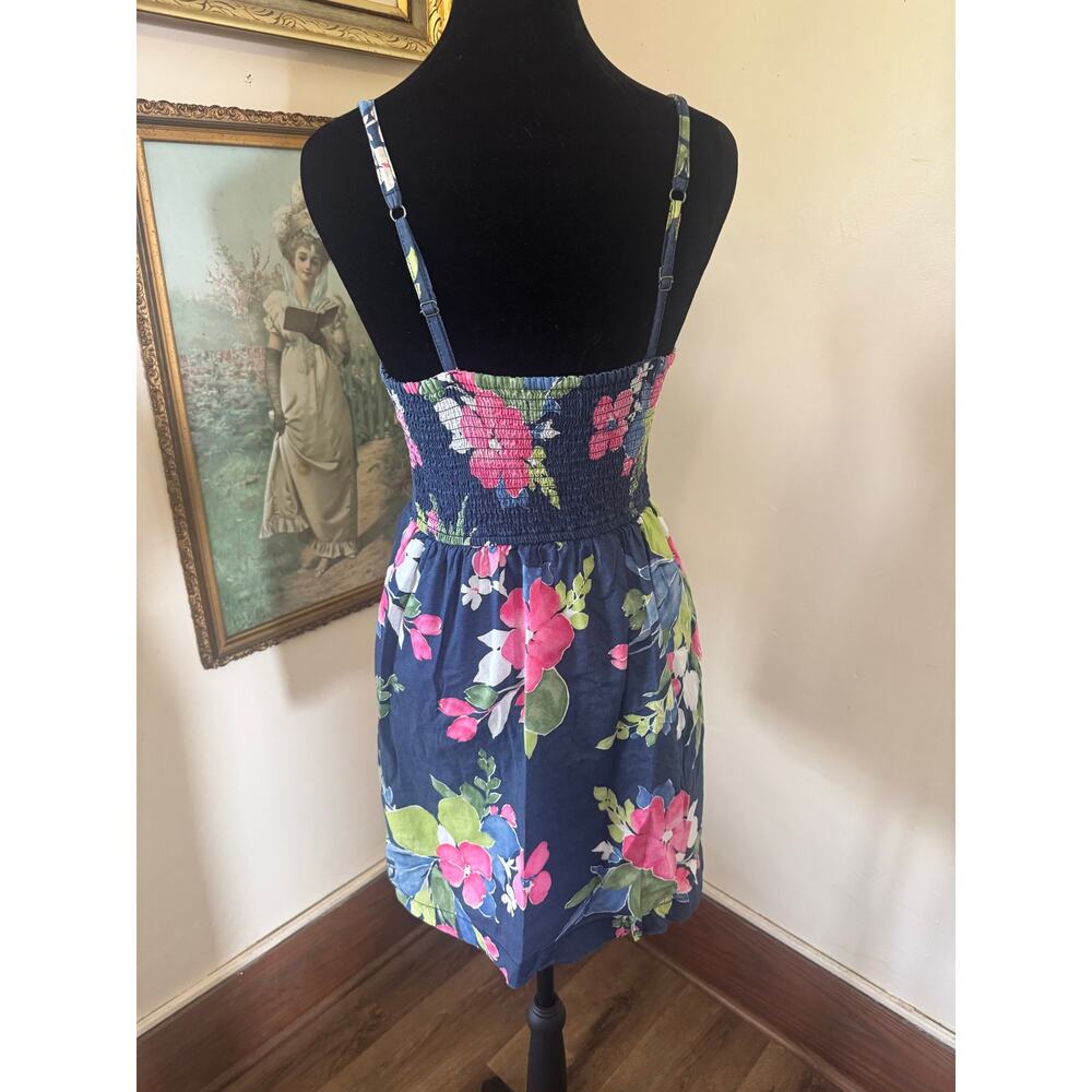 100% Cotton Hollister Floral Mini Dress S Smocked Y2K 2000s Sundress Cottagecore - Picture 2 of 11